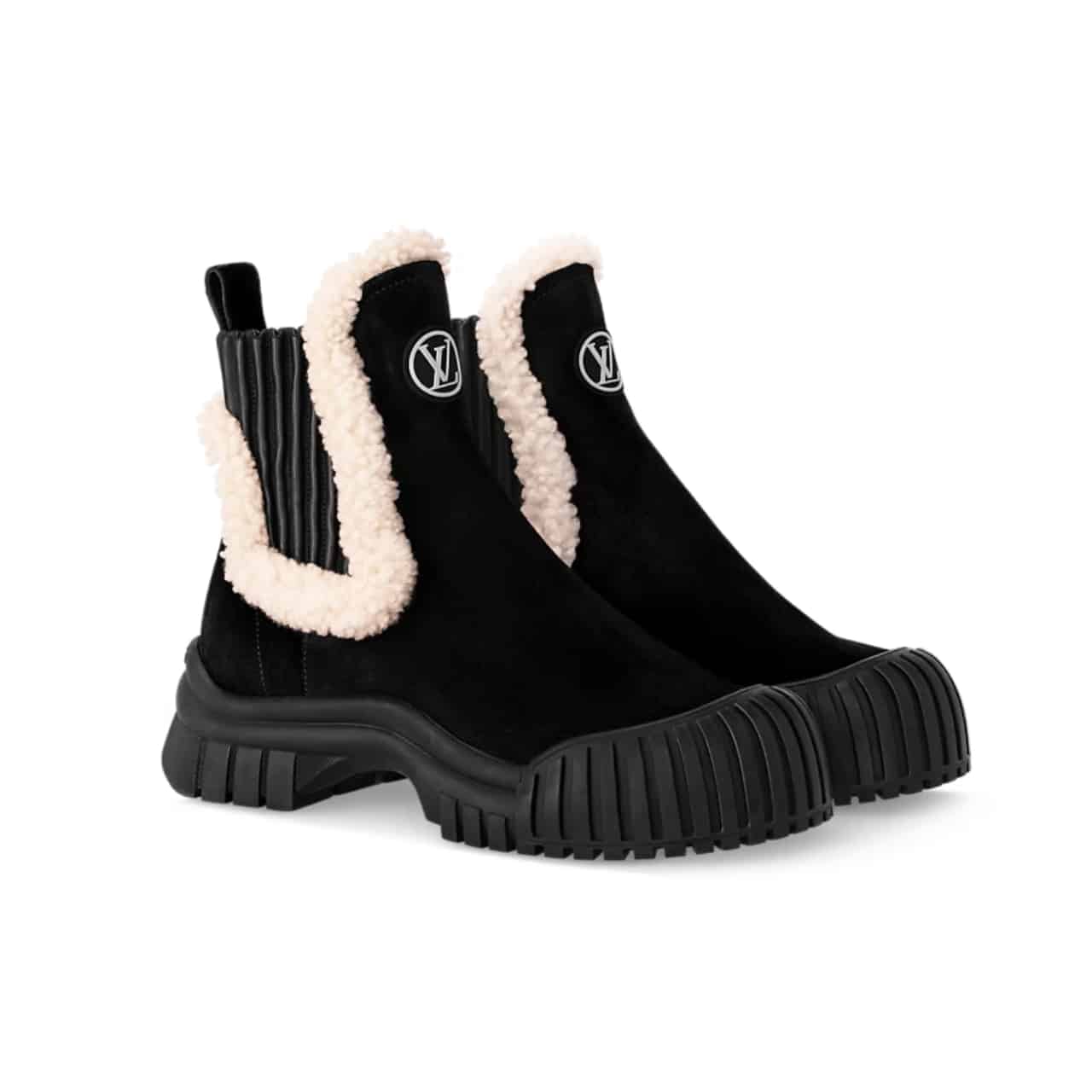 LOUIS VUITTON RUBY FLAT BOOTS SUEDE BLACK 1AC7AC