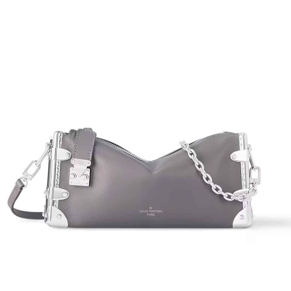 LOUIS VUITTON SLIM TRUNK BAG LEATHER GRIS TRIANON 23CM M12596