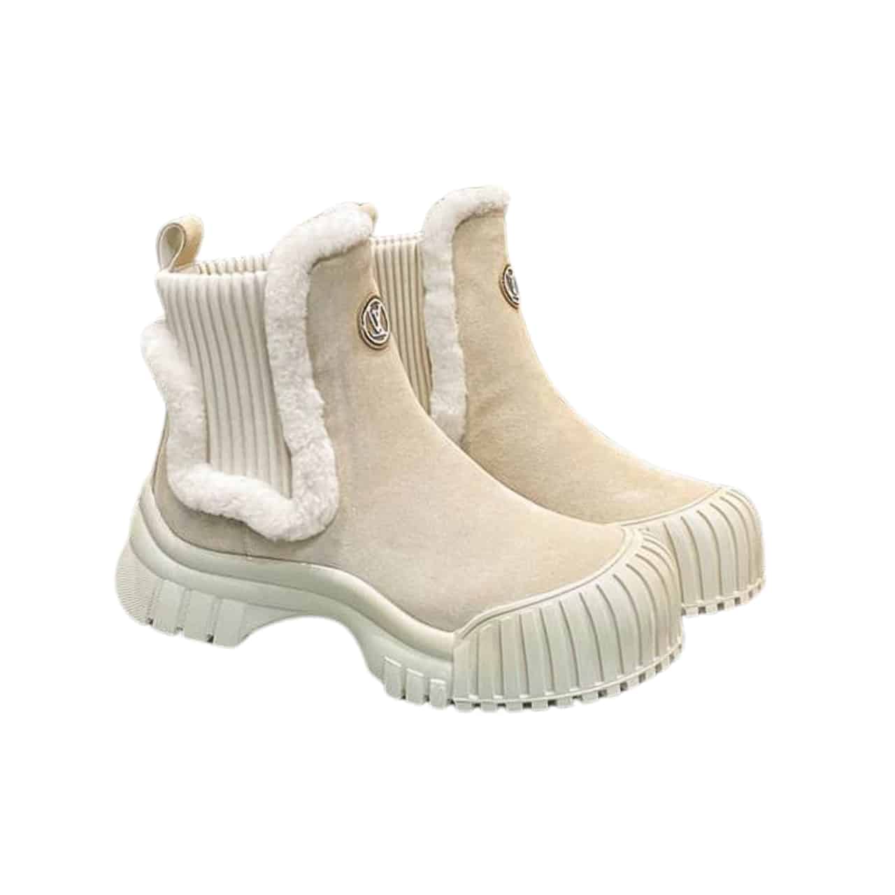 LOUIS VUITTON RUBY FLAT BOOTS SUEDE BEIGE 1AGWGB