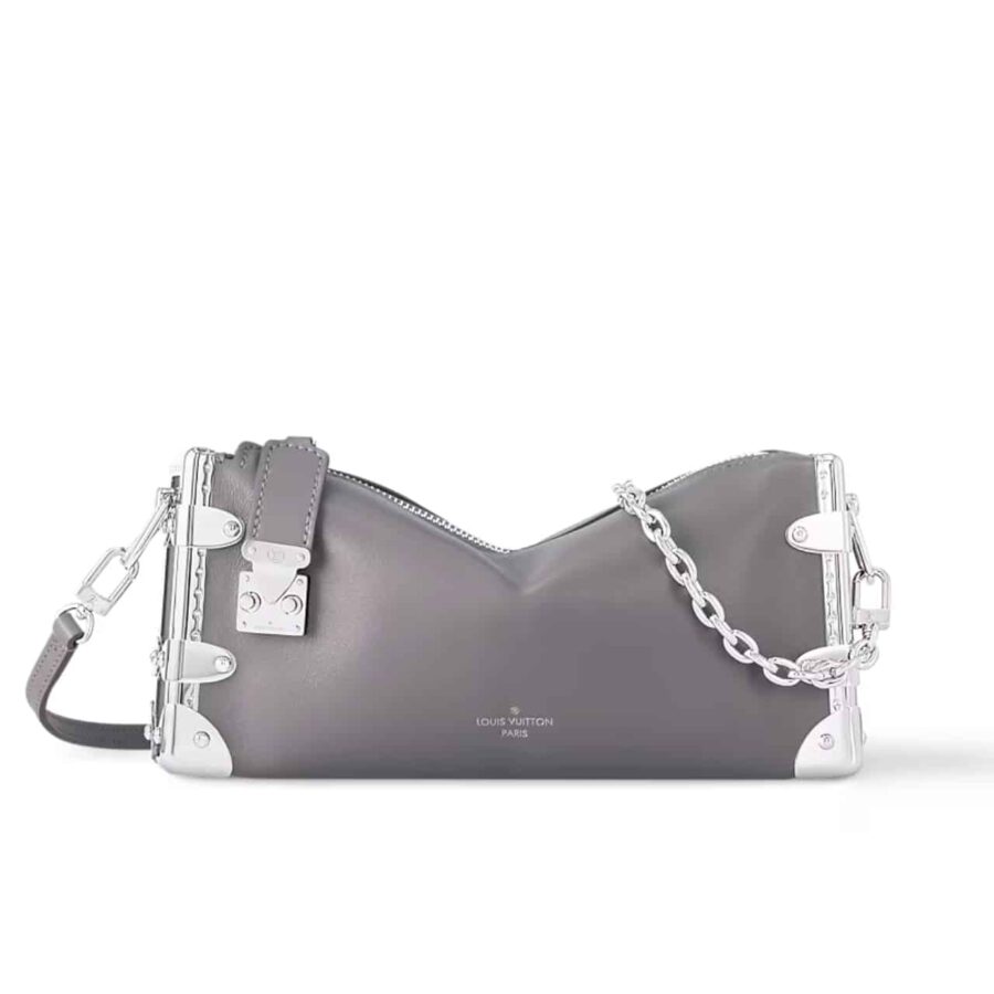 LOUIS VUITTON SLIM TRUNK BAG LEATHER GRIS TRIANON 23CM M12596