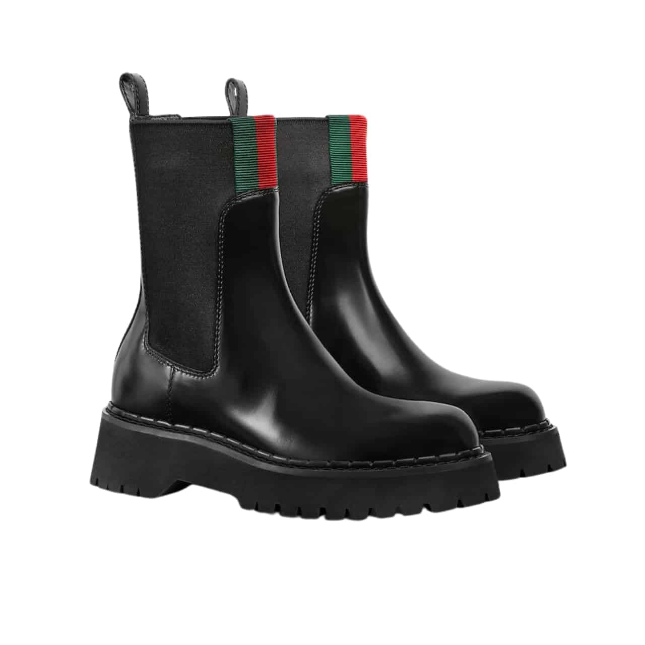 GUCCI WOMEN'S BOOT WITH WEB ANAND LEATHER BLACK 806398 AAD6T 1052