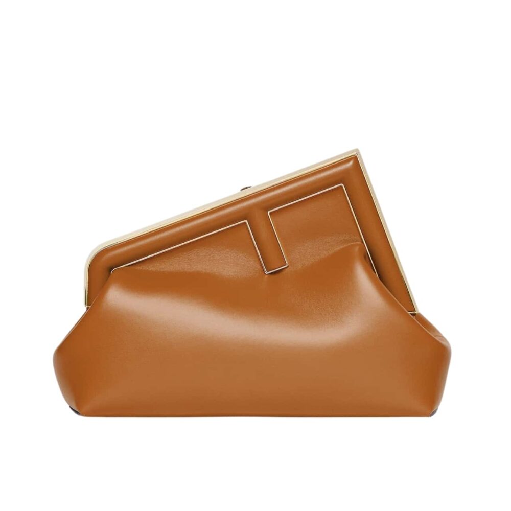 FENDI FIRST SMALL NAPPA LEATHER BAG BROWN 23CM 8BP129ABVEF0NYJ