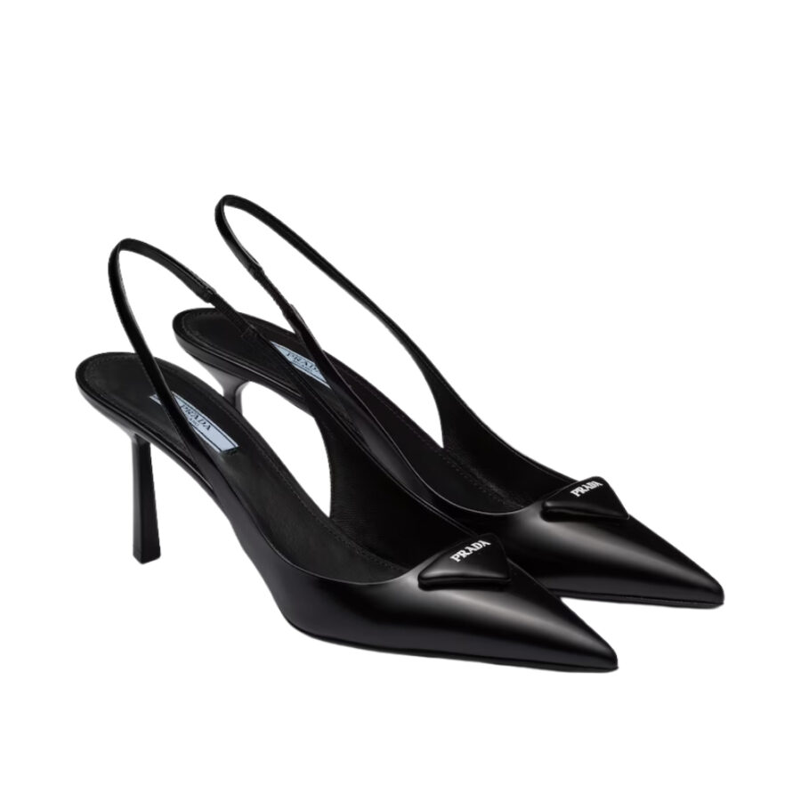 Prada Brushed Leather Slingback Pumps Black 1I901M 055 F0002 F 075