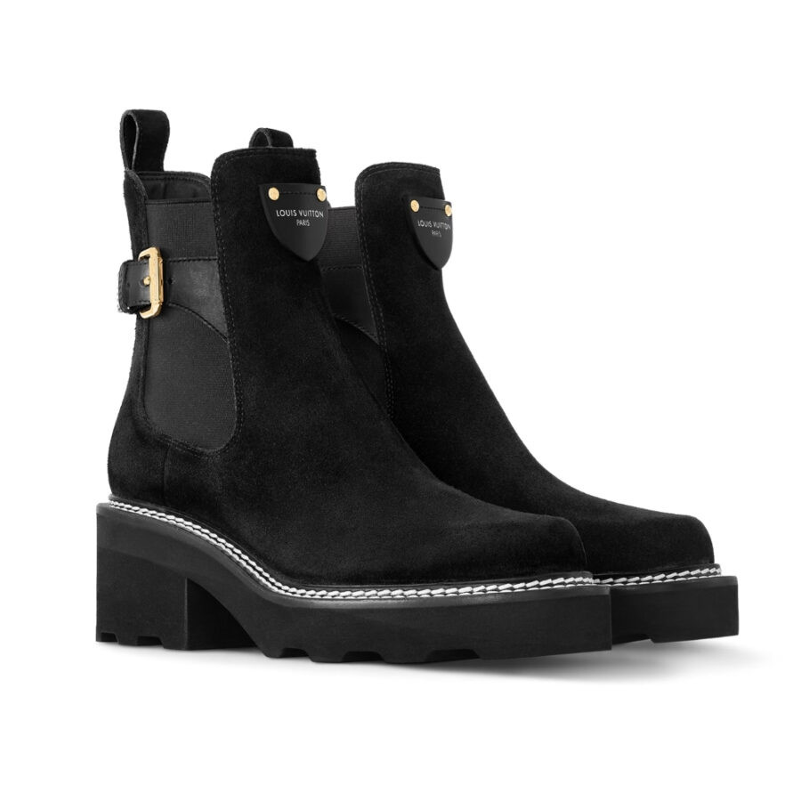 Louis Vuitton LV Beaubourg Ankle Boot Suede In Black 1ACKCJ