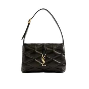 SAINT LAURENT LE 57 QUILTED LEATHER SHOULDER BAG BLACK 23CM