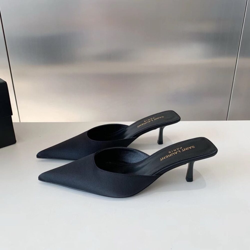 SAINT LAURENT BARBARA MULES SATIN IN BLACK 7869079QN001000 - Image 5
