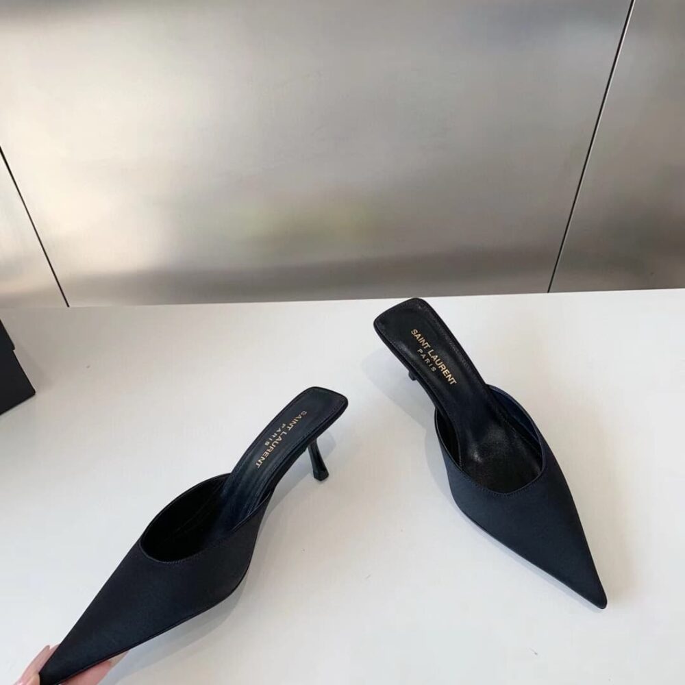 SAINT LAURENT BARBARA MULES SATIN IN BLACK 7869079QN001000 - Image 3