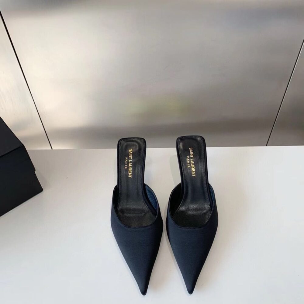 SAINT LAURENT BARBARA MULES SATIN IN BLACK 7869079QN001000 - Image 2