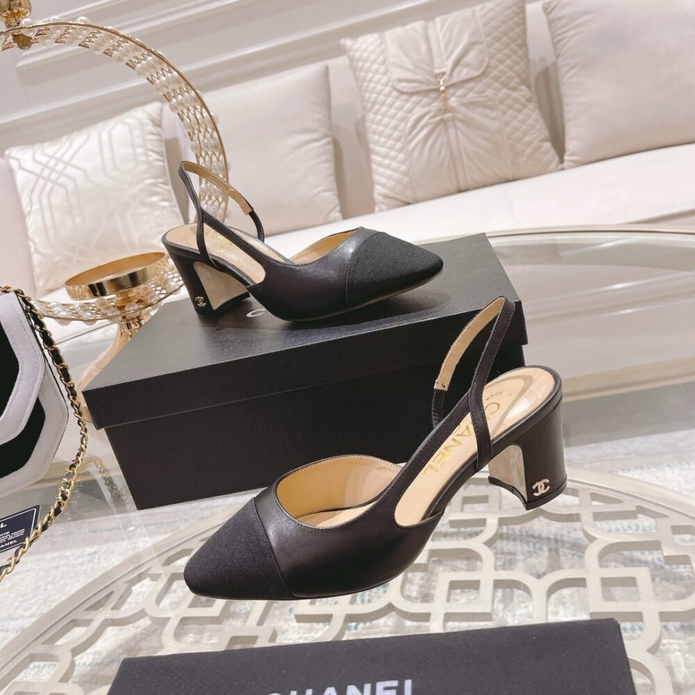 CHANEL SLINGBACKS GROSGRAIN BLACK G31318 Y50006 94305 - Image 5