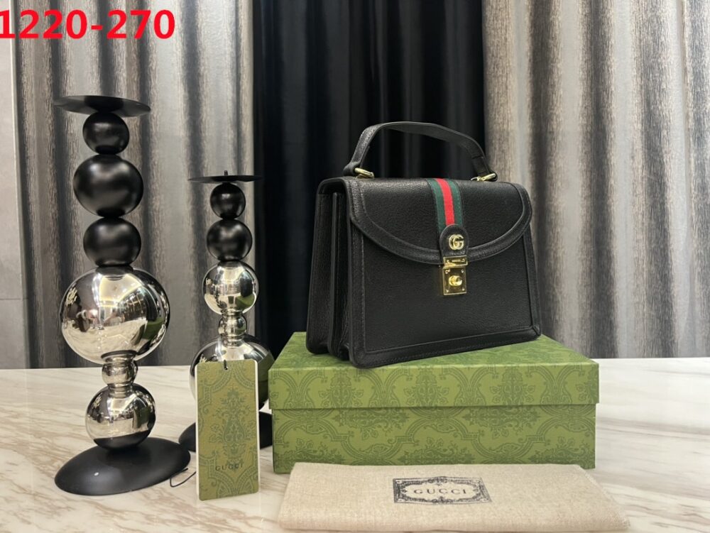 GUCCI GG MATELASSÉ SMALL TOP HANDLE BAG BLACK 24CM - Image 4