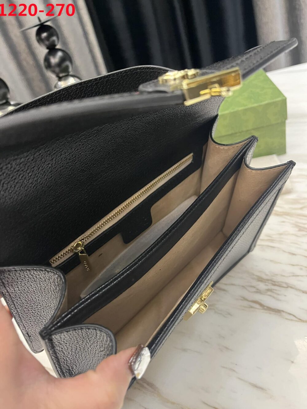 GUCCI GG MATELASSÉ SMALL TOP HANDLE BAG BLACK 24CM - Image 5