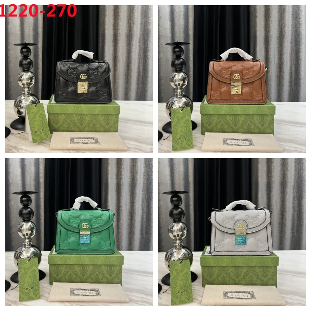GUCCI GG MATELASSÉ SMALL TOP HANDLE BAG BROWN 20CM - Image 3