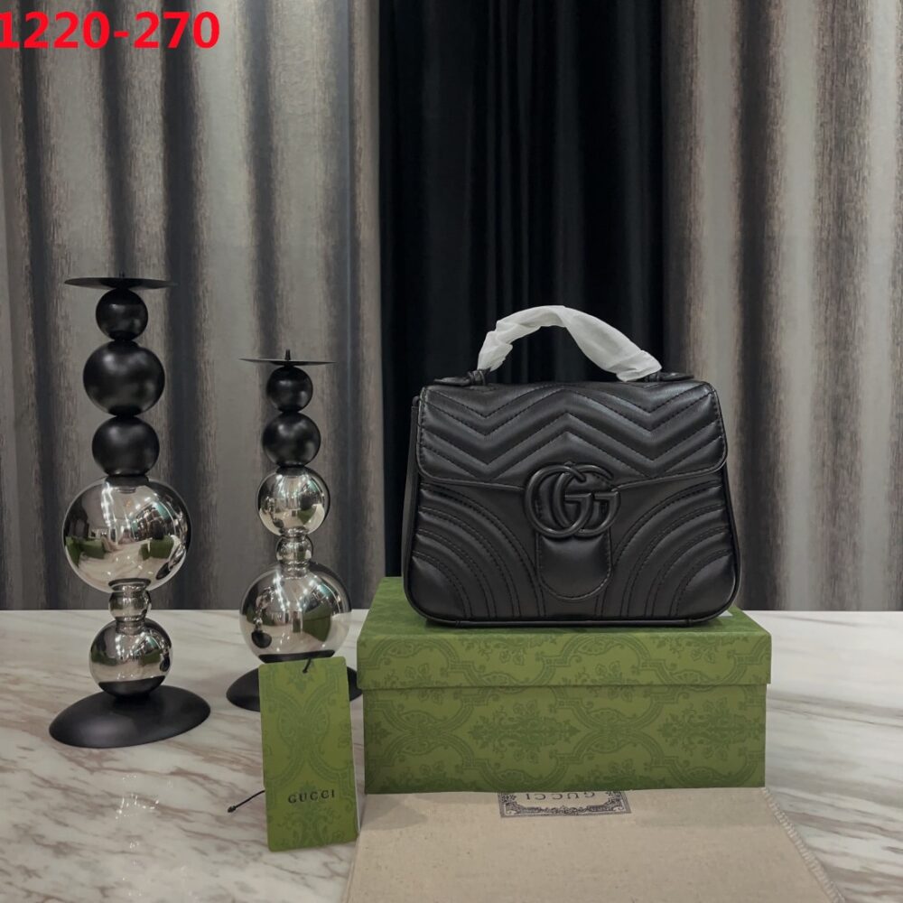 GUCCI MARMONT TOP HANDLE BAG BLACK 21CM 702563 DTDFV 1000 - Image 2
