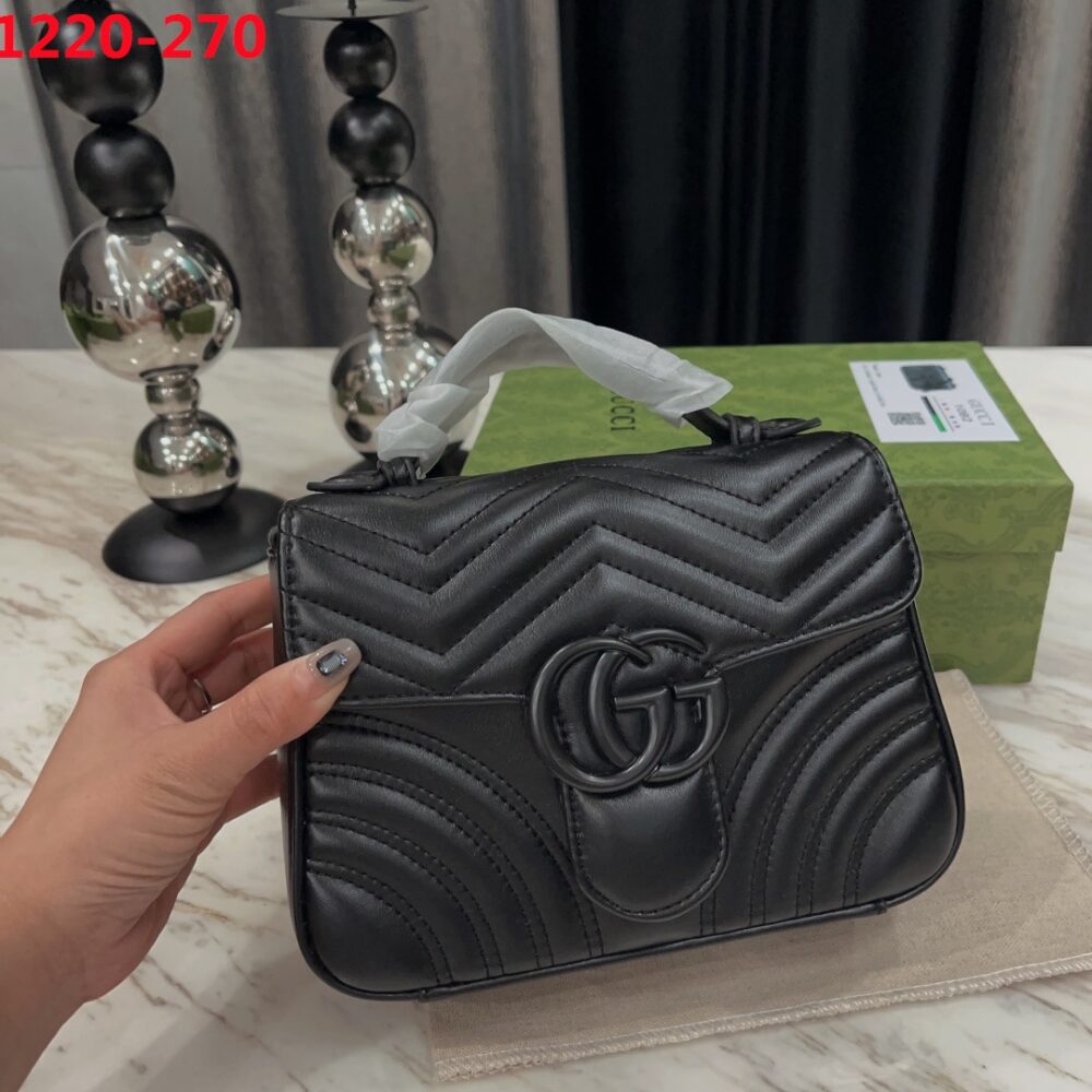 GUCCI MARMONT TOP HANDLE BAG BLACK 21CM 702563 DTDFV 1000 - Image 5