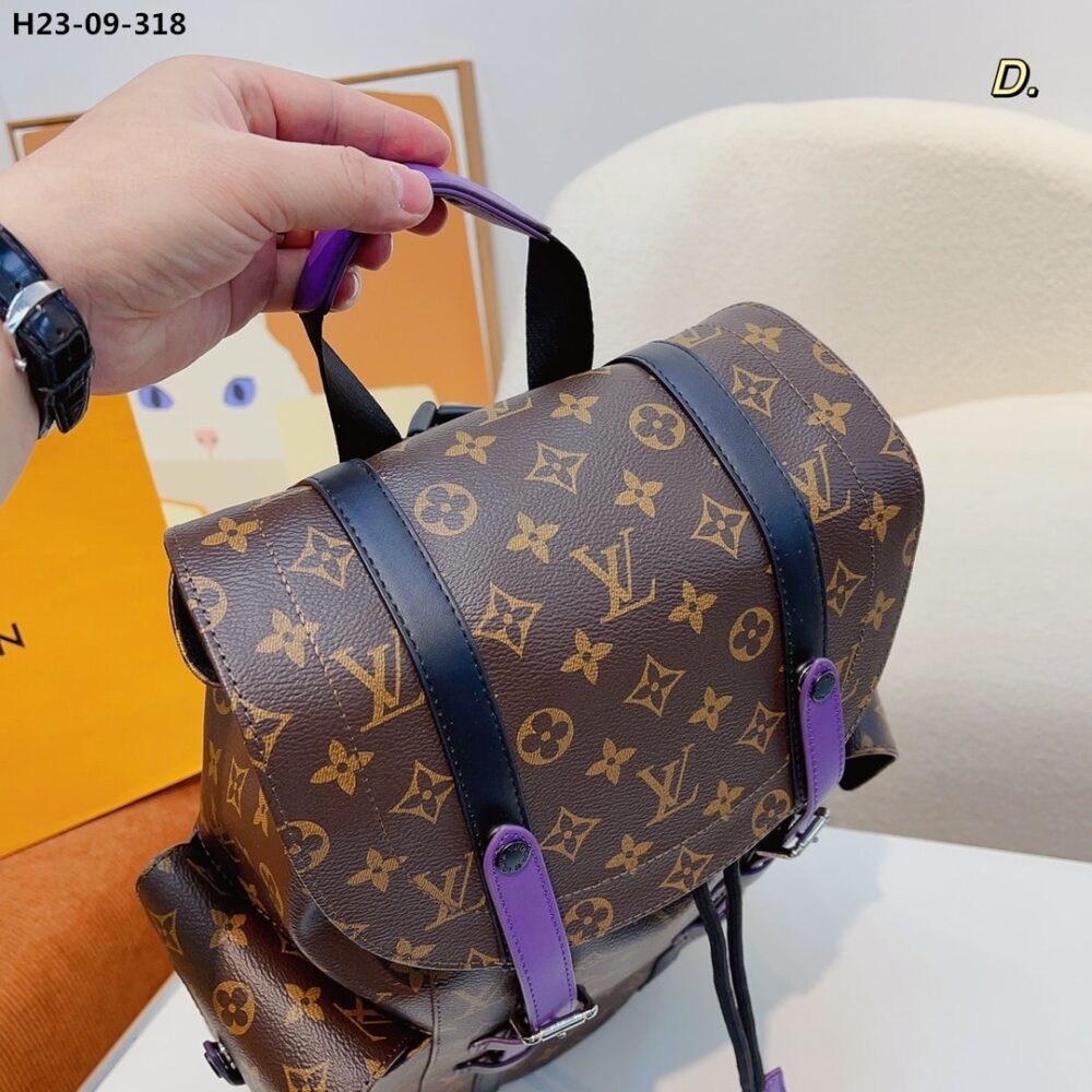 LOUIS VUITTON CHRISTOPHER BACKPACK MONOGRAM MACASSAR CANVAS BROWN AND PURPLE 45CM M46247 - Image 3