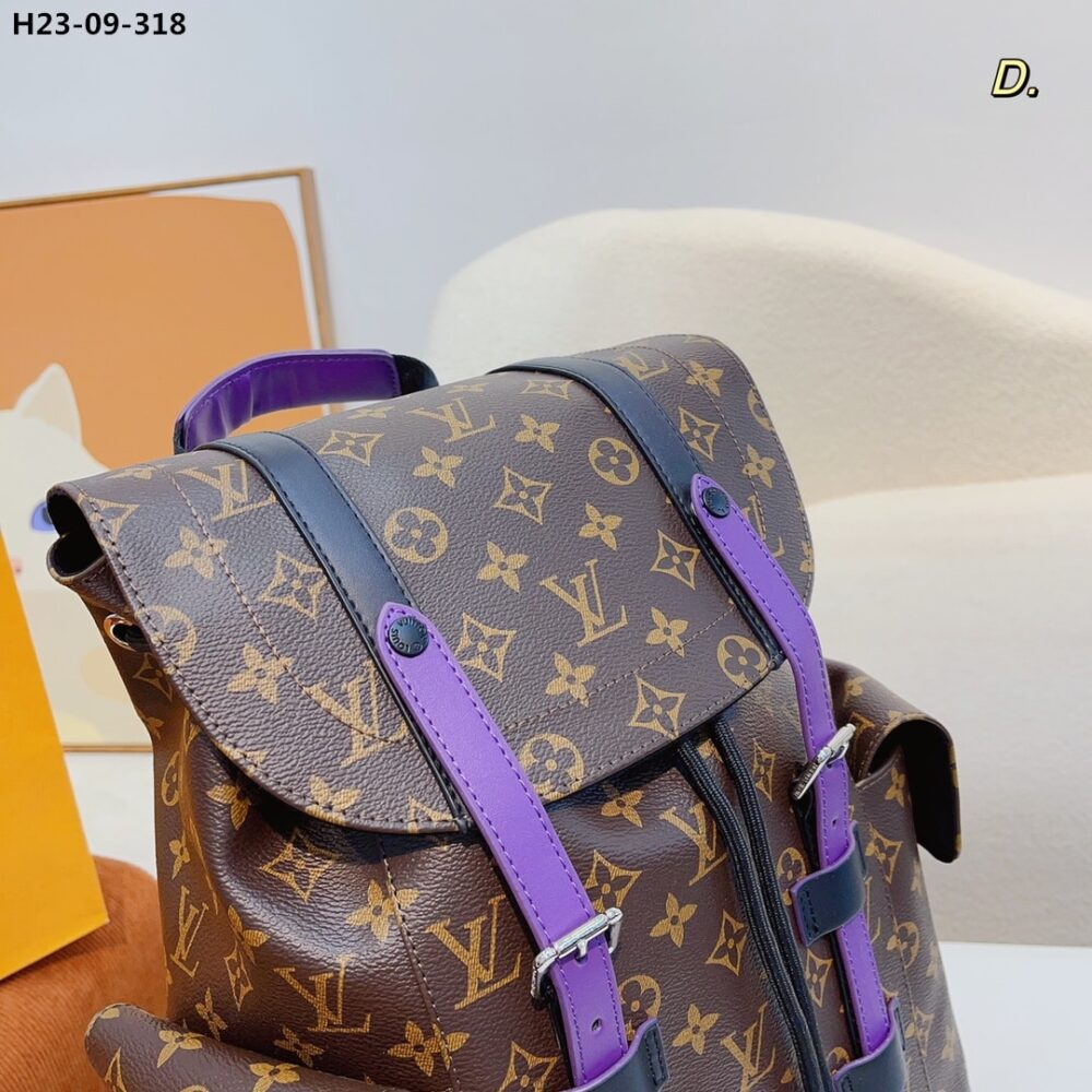 LOUIS VUITTON CHRISTOPHER BACKPACK MONOGRAM MACASSAR CANVAS BROWN AND PURPLE 45CM M46247 - Image 4