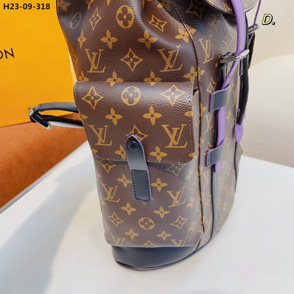 LOUIS VUITTON CHRISTOPHER BACKPACK MONOGRAM MACASSAR CANVAS BROWN AND PURPLE 45CM M46247 - Image 6
