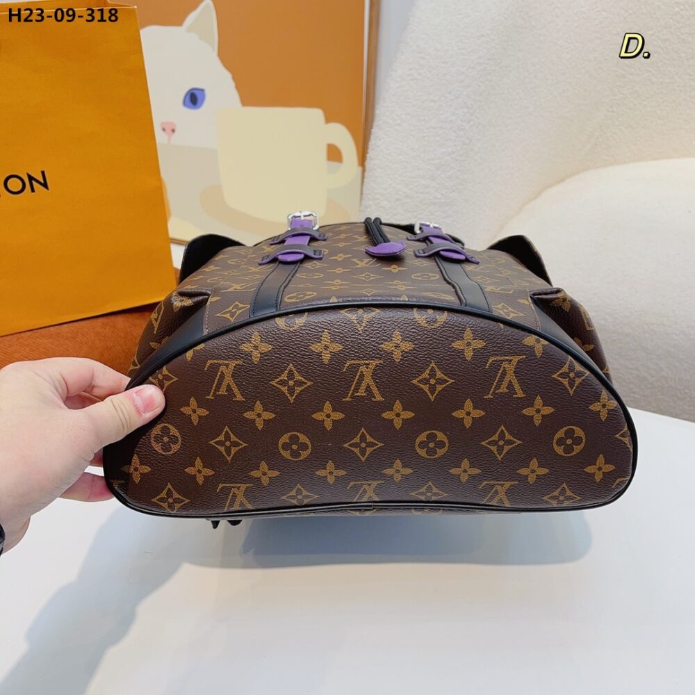 LOUIS VUITTON CHRISTOPHER BACKPACK MONOGRAM MACASSAR CANVAS BROWN AND PURPLE 45CM M46247 - Image 7