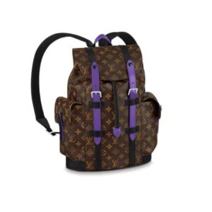 LOUIS VUITTON CHRISTOPHER BACKPACK MONOGRAM MACASSAR CANVAS BROWN AND PURPLE 45CM M46247