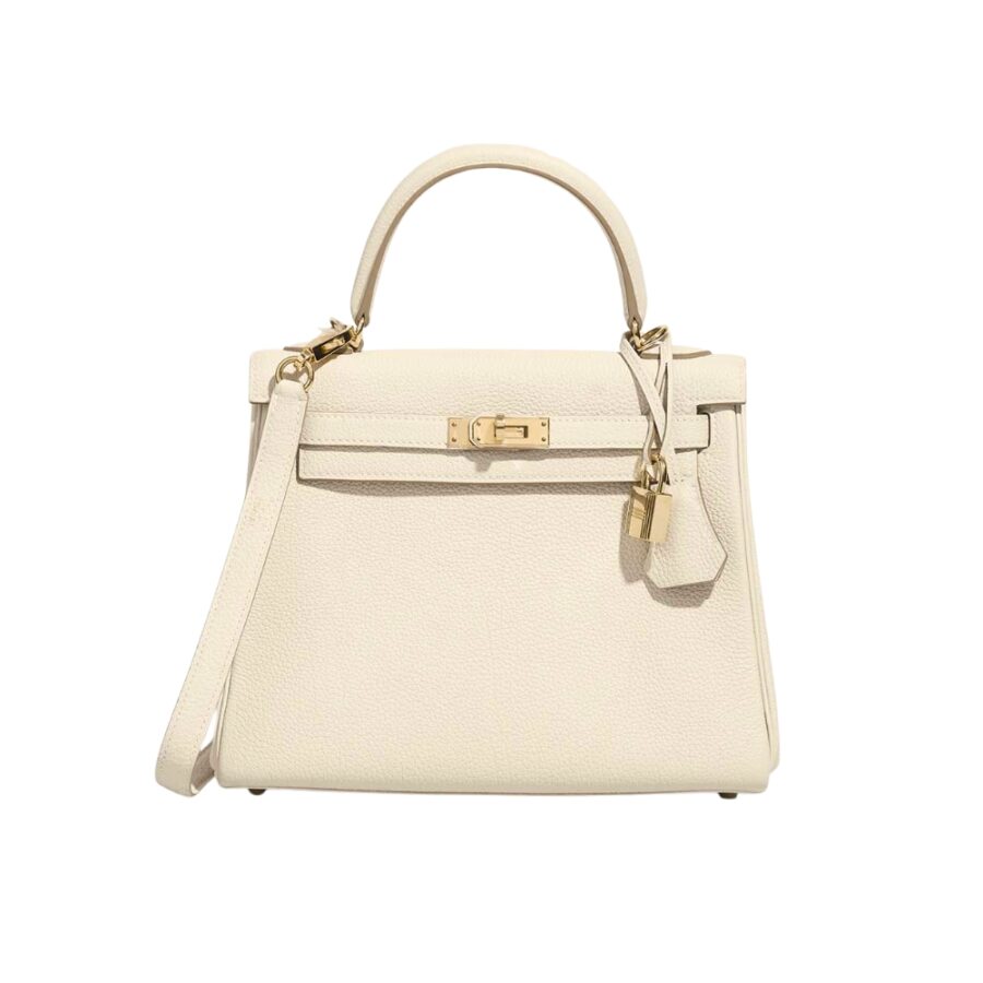 HERMES MINI KELLY BAG EPSOM WHITE GOLD HARDWARE 20CM