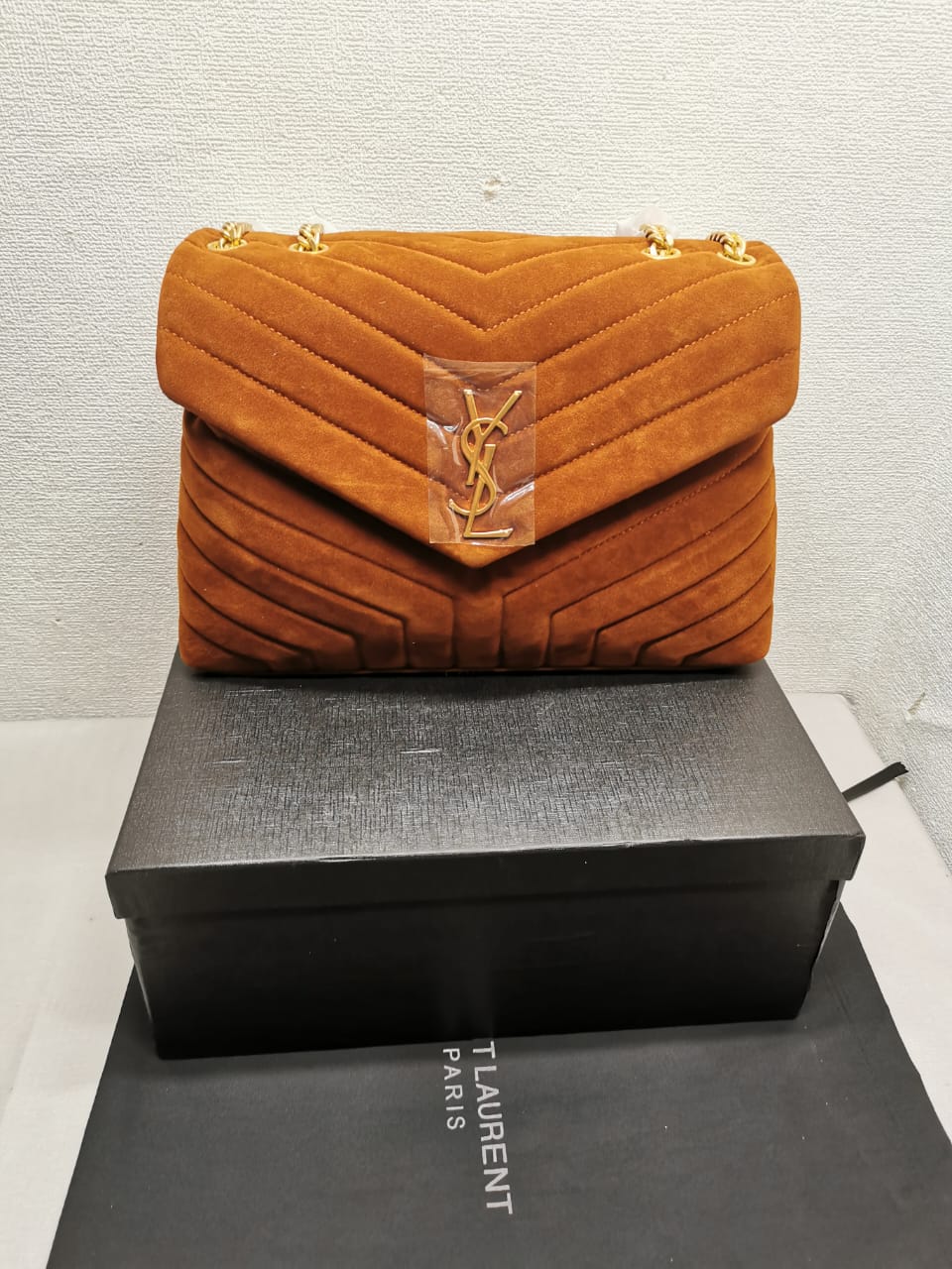 SAINT LAURENT CINNAMON LOULOU LARGE CHAIN BAG IN SUEDE BROWN 31CM - Image 5