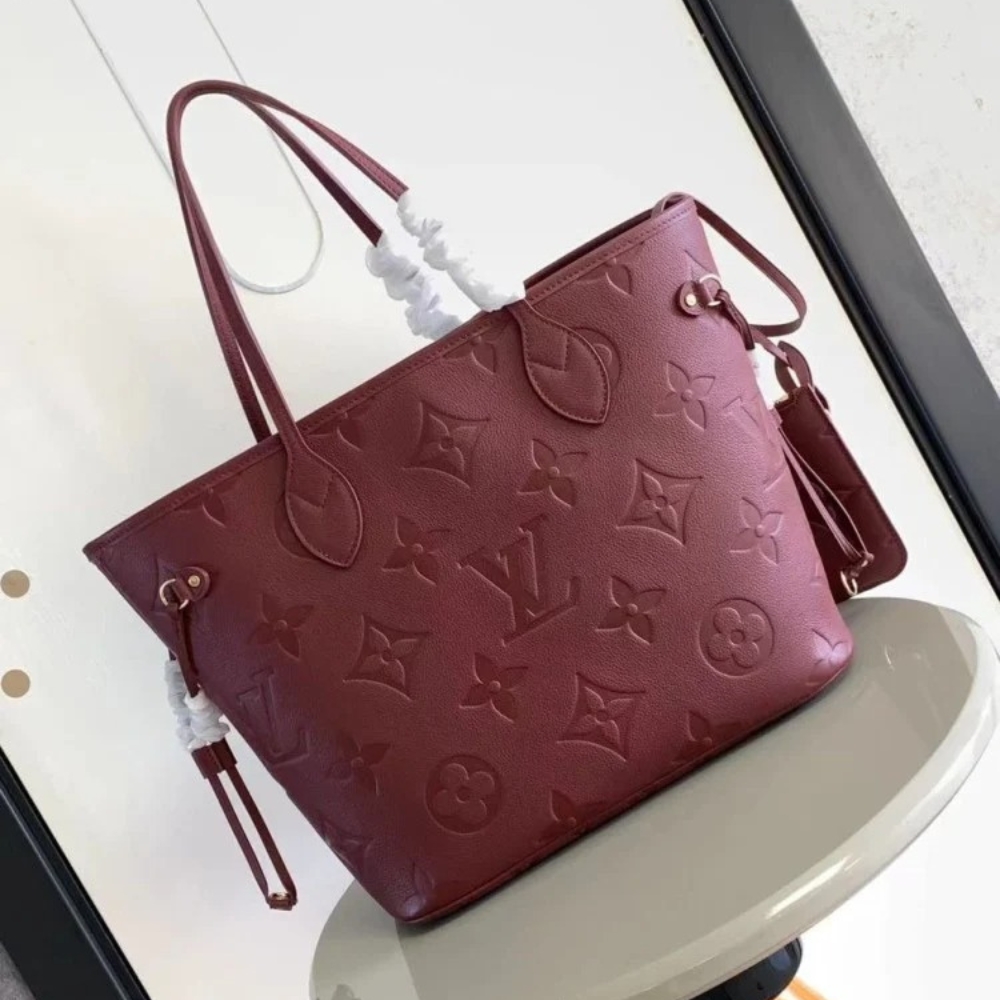 LOUIS VUITTON NEVERFULL MM MONOGRAM EMPREINT WINE RED 31CM M25855 - Image 2
