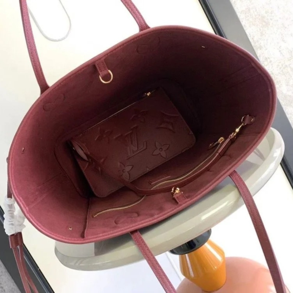 LOUIS VUITTON NEVERFULL MM MONOGRAM EMPREINT WINE RED 31CM M25855 - Image 9