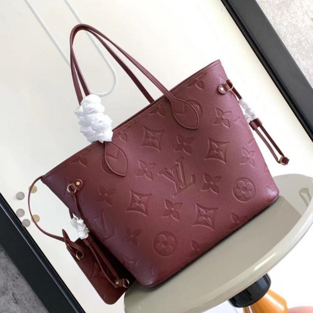 Louis Vuitton Neverfull MM Monogram Empreinte Wine Red 31Cm M25855 - Image 6