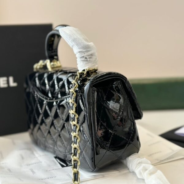 CHANEL MINI CLASSIC HANDBAG WITH TOP HANDLE BLACK 20CM AS2431 B18237 94305 - Image 6