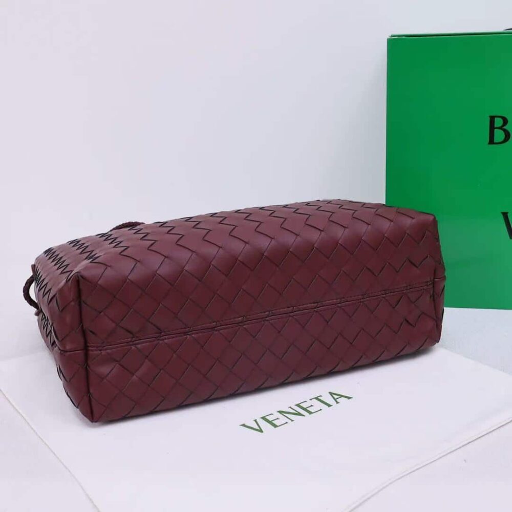 BOTTEGA VENETA ANDIAMO INTRECCIATO LEATHER TOP HANDLE BURGUNDY BLACK 33CM - Image 3