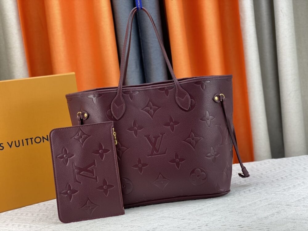 LOUIS VUITTON NEVERFULL MM MONOGRAM EMPREINT WINE RED 31CM M46599 - Image 2
