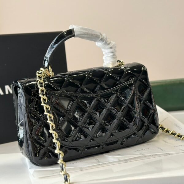 CHANEL MINI CLASSIC HANDBAG WITH TOP HANDLE BLACK 20CM AS2431 B18237 94305 - Image 3