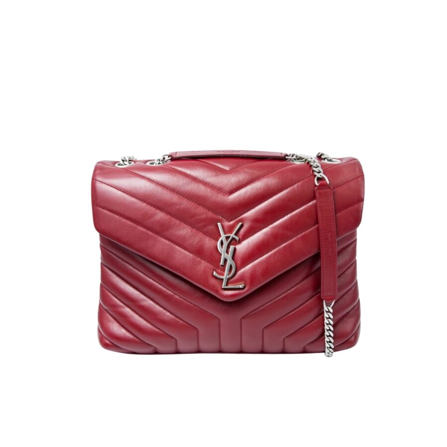 SAINT LAURENT LOULOU SMALL CHAIN BAG WINE RED 25CM