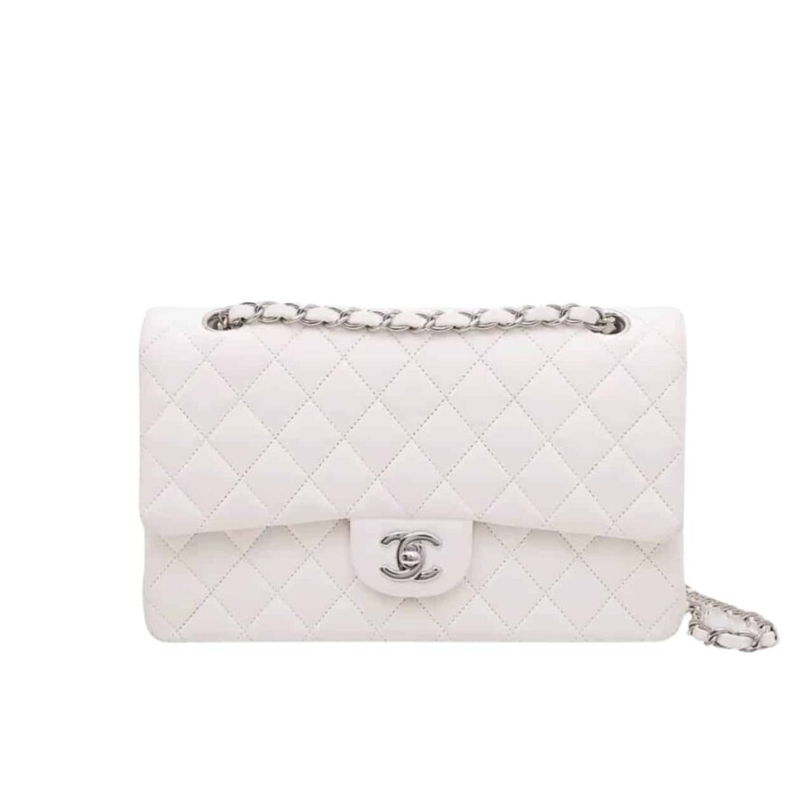 CHANEL CLASSIC DOUBLE FLAP BAG WHITE 25CM