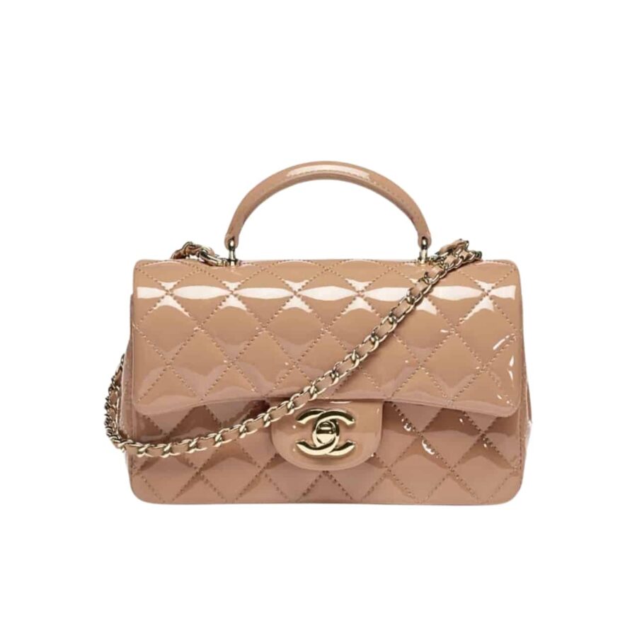 CHANEL MINI CLASSIC BAG WITH TOP HANDLE DARK BEIGE 20CM AS2431 B18237 NZW53