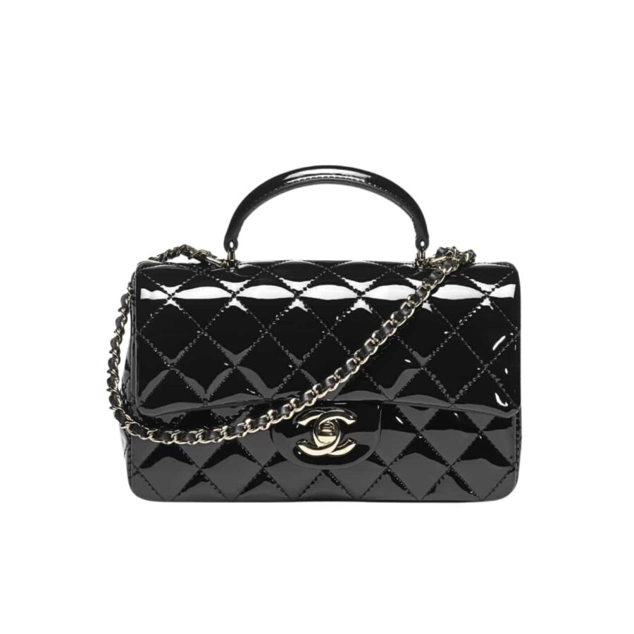 CHANEL MINI CLASSIC HANDBAG WITH TOP HANDLE BLACK 20CM AS2431 B18237 94305