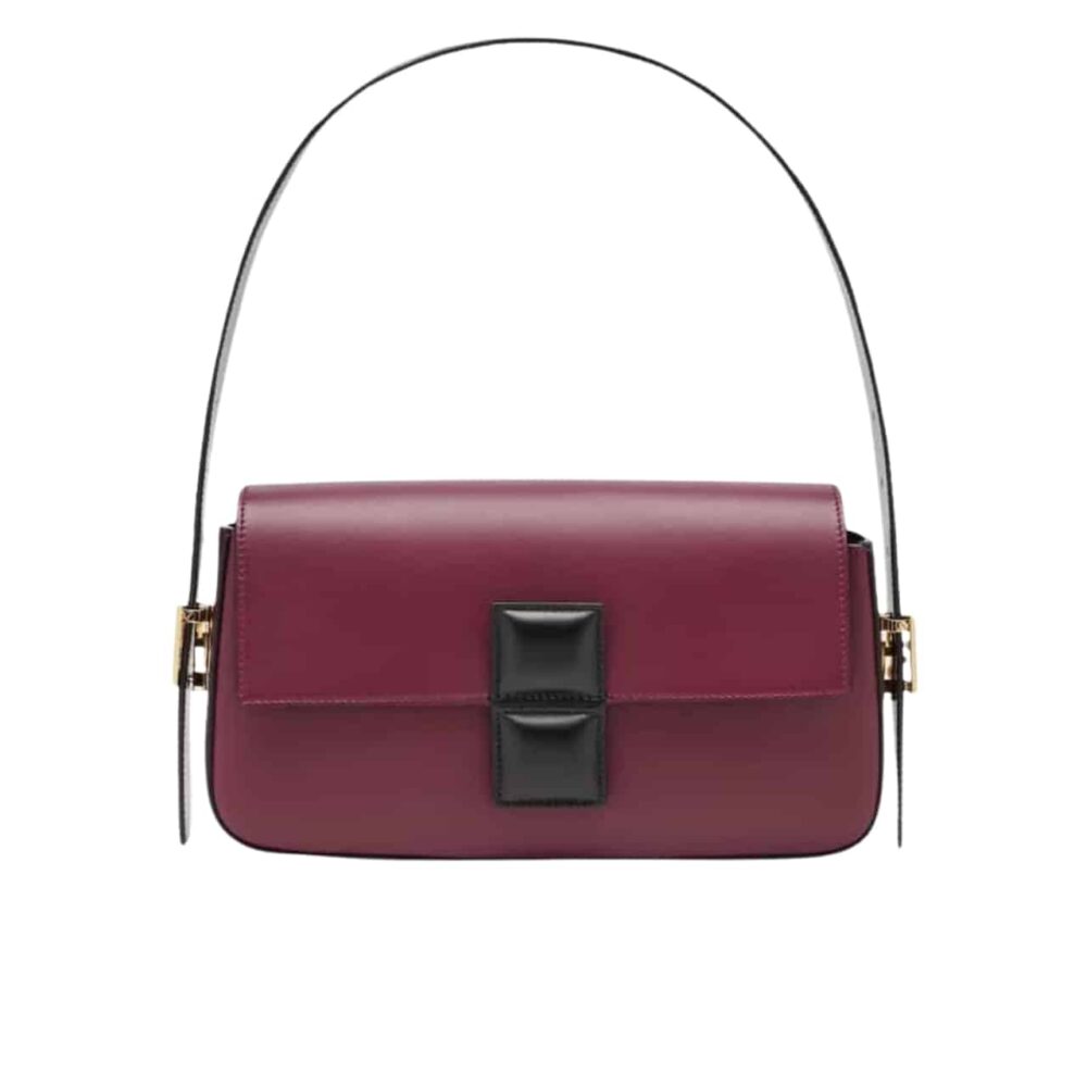 FENDI BAGUETTE BAG BURGUNDY AND BLACK 26CM 8BR821APKOF1NZ9
