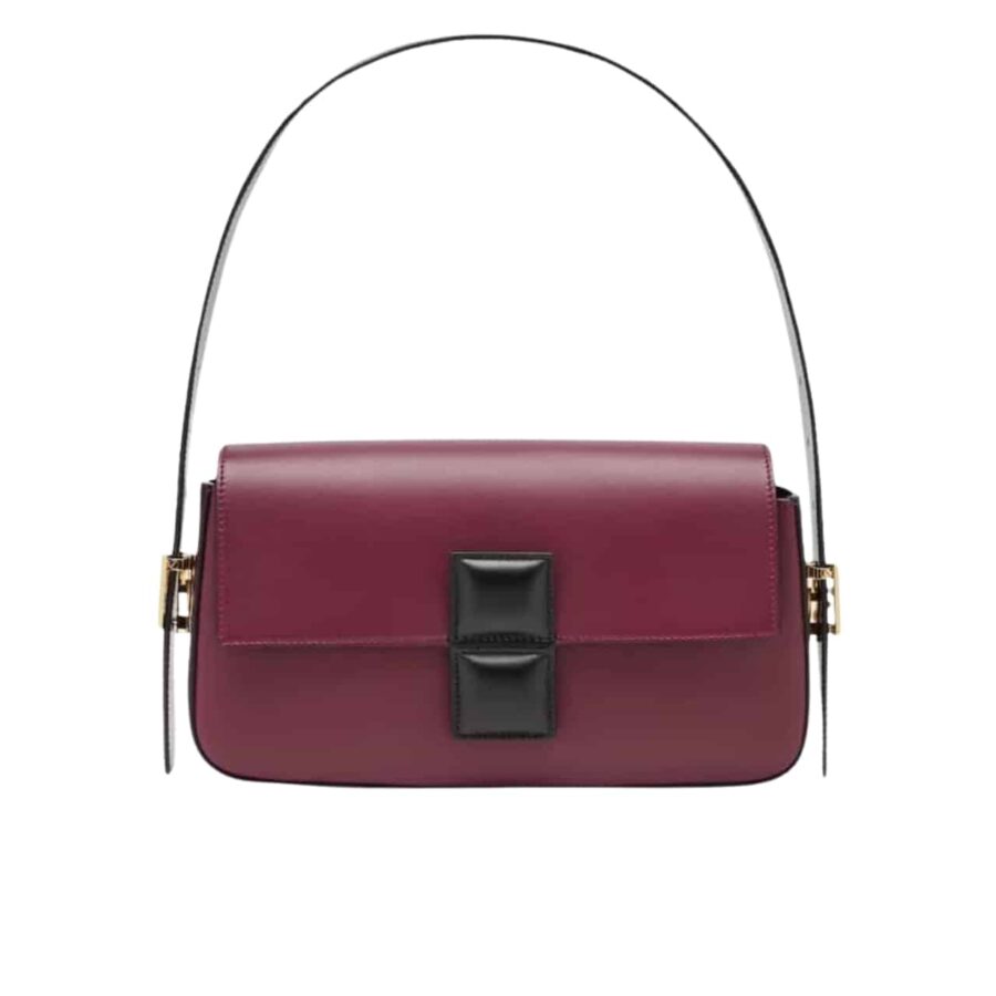 FENDI BAGUETTE BAG BURGUNDY AND BLACK 26CM 8BR821APKOF1NZ9