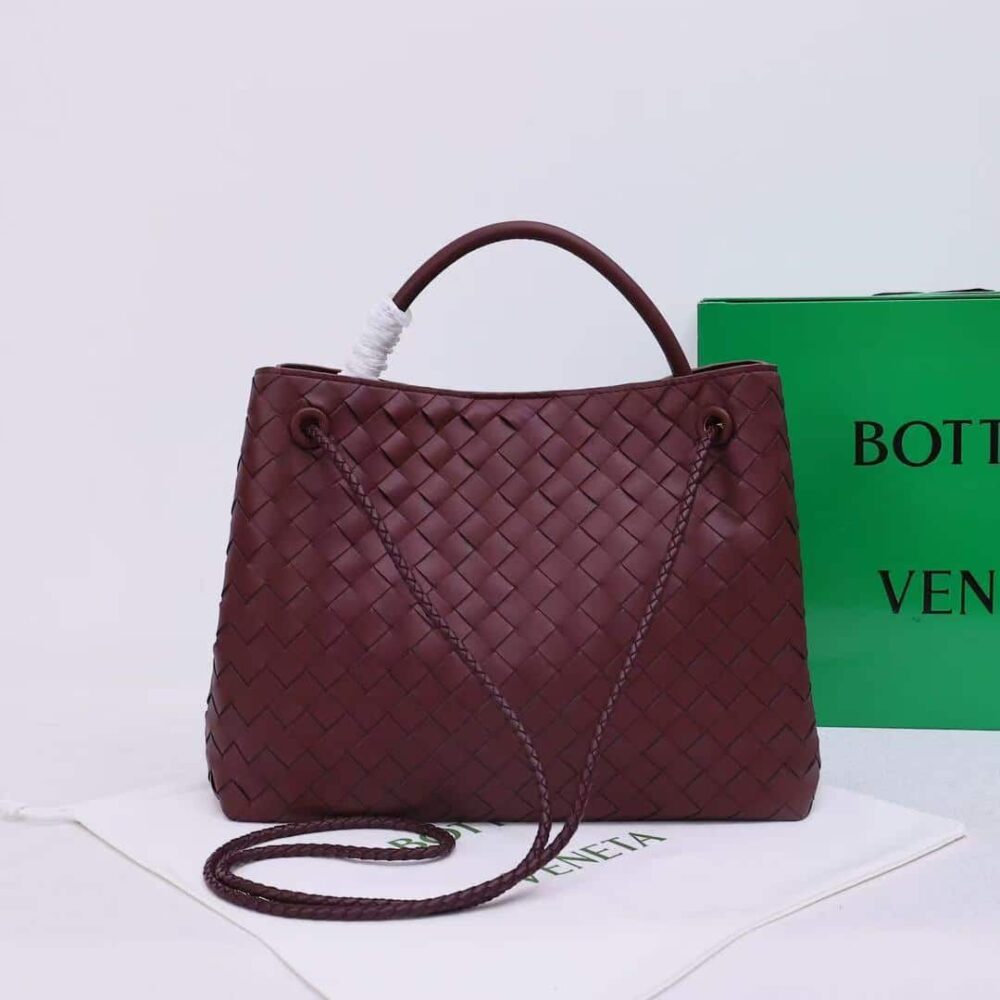 BOTTEGA VENETA ANDIAMO INTRECCIATO LEATHER TOP HANDLE BURGUNDY BLACK 33CM - Image 4