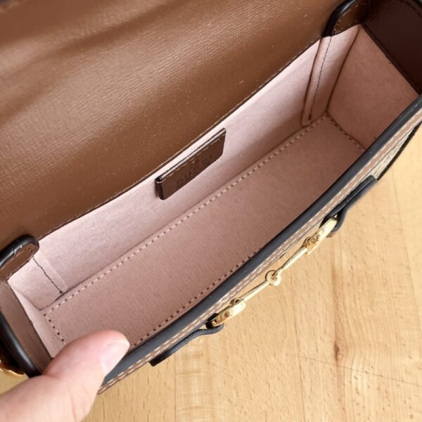 GUCCI HORSEBIT 1955 MINI BAG ‎BEIGE AND DARK BROWN GG SUPREME 18CM ‎699296 92TCG 8563 - Image 9
