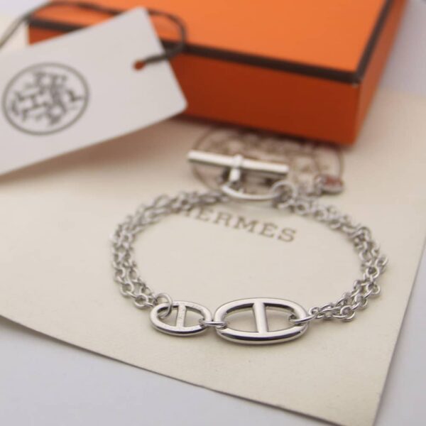 HERMES DOUBLE BRACELET SILVER - Image 2