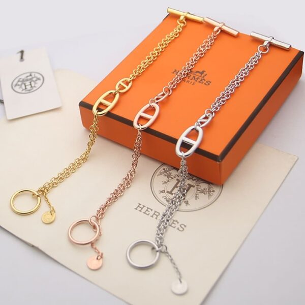 HERMES DOUBLE BRACELET SILVER - Image 3