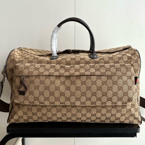 GUCCI MEDIUM GG DUFFLE BAG BEIGE AND DARK BROWN 45CM ‎800185 FADUJ 9854 - Image 2