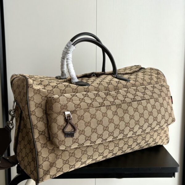 GUCCI MEDIUM GG DUFFLE BAG BEIGE AND DARK BROWN 45CM ‎800185 FADUJ 9854 - Image 3