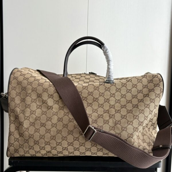 GUCCI MEDIUM GG DUFFLE BAG BEIGE AND DARK BROWN 45CM ‎800185 FADUJ 9854 - Image 4