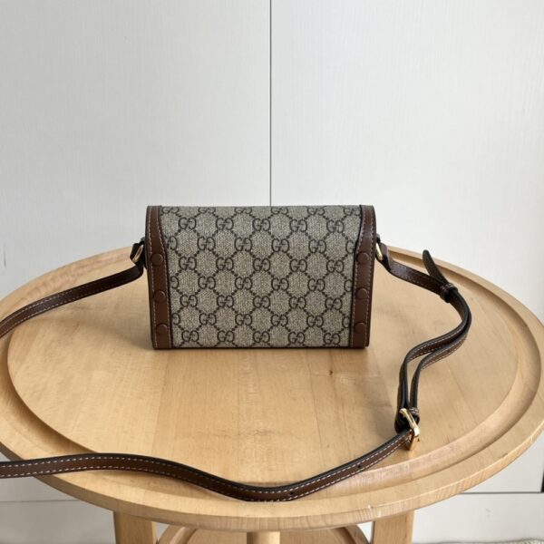 GUCCI HORSEBIT 1955 MINI BAG ‎BEIGE AND DARK BROWN GG SUPREME 18CM ‎699296 92TCG 8563 - Image 5