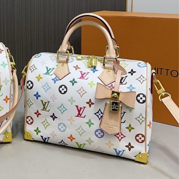 LOUIS VUITTON X TAKASHI MURAKAMI SPEEDY BANDOULIERE WHITE 25CM - Image 2