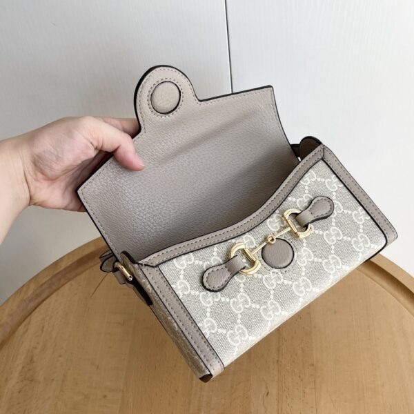 GUCCI HORSEBIT 1955 MINI BAG ‎BEIGE AND WHITE GG SUPREME 18CM ‎‎699296 UULBG 9683 - Image 9