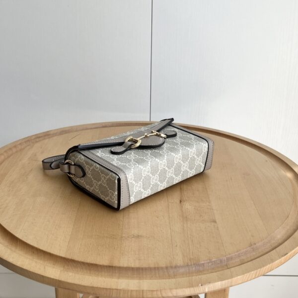 GUCCI HORSEBIT 1955 MINI BAG ‎BEIGE AND WHITE GG SUPREME 18CM ‎‎699296 UULBG 9683 - Image 8