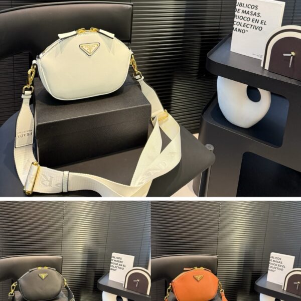 PRADA LEATHER MINI SHOULDER BAG WHITE 21CM - Image 3